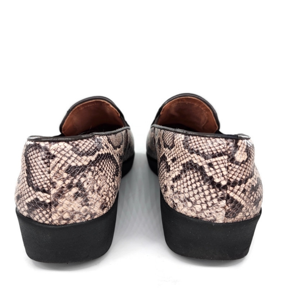 Fitflop Superskate Taupe Beige & Grey Snake Print Leather Slip-On Loafers - Picture 8 of 13
